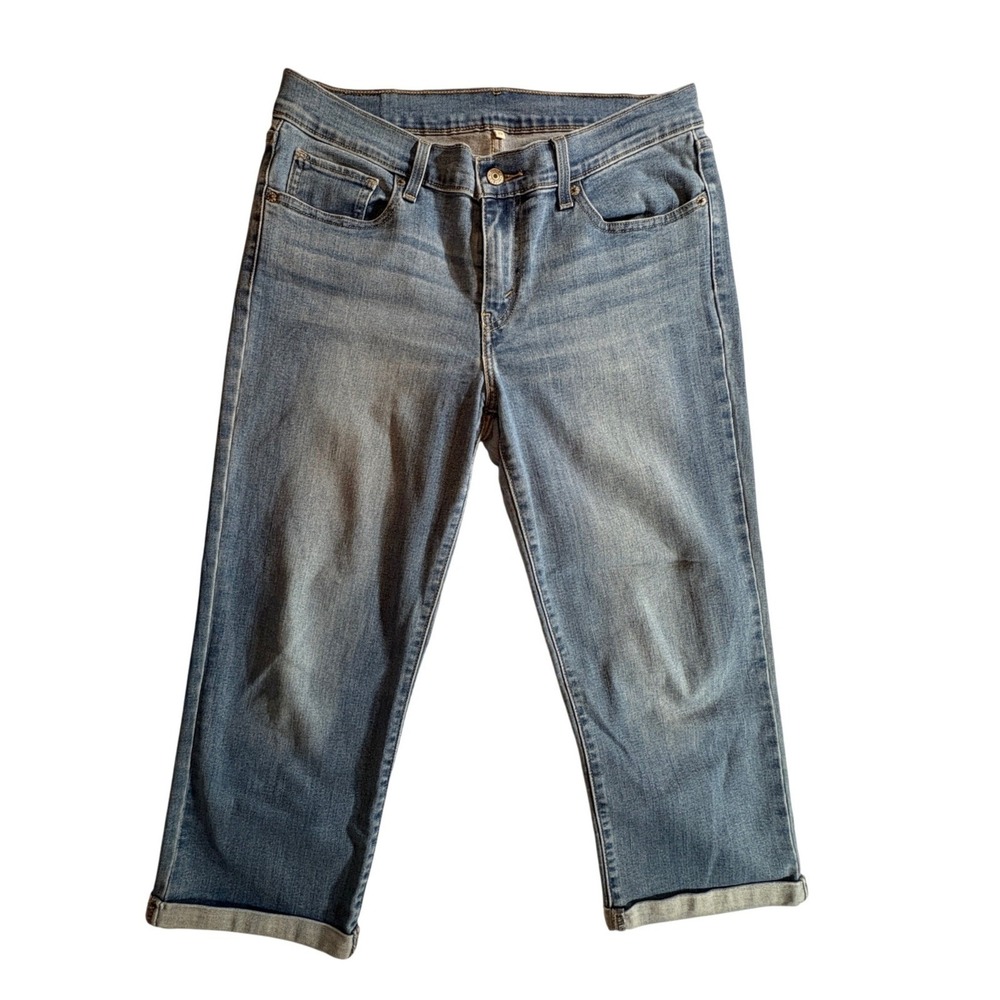 Levi's Capri Jeans Womens 29‎ Blue Denim Cropped Cuffed Medium Wash Casual